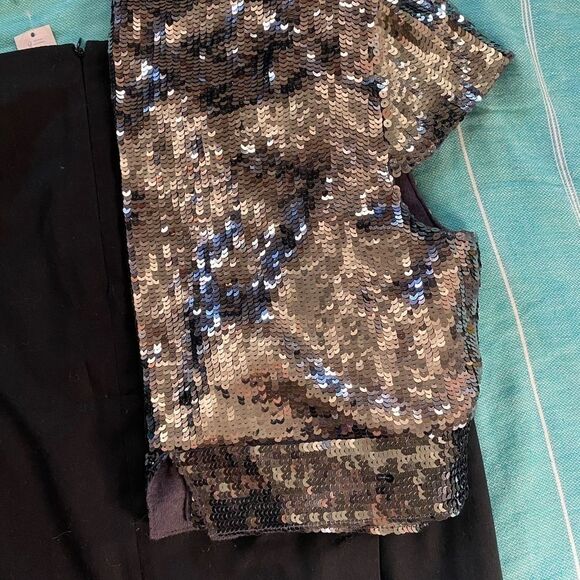 Jennifer Lopez Sequin Cropped Bolero Jacket Women's L Short Sleeve Party Evening - Picture 2 of 7